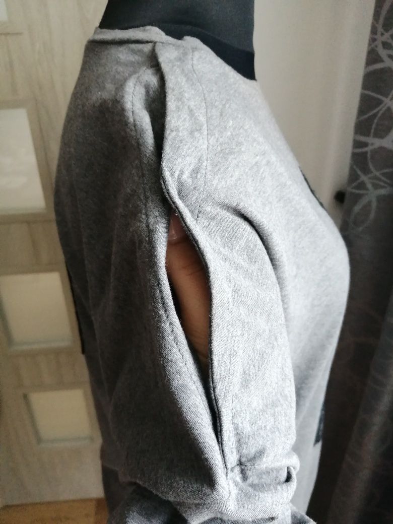 Bluzka hande made z aplikacja z koronki i skóry L XL