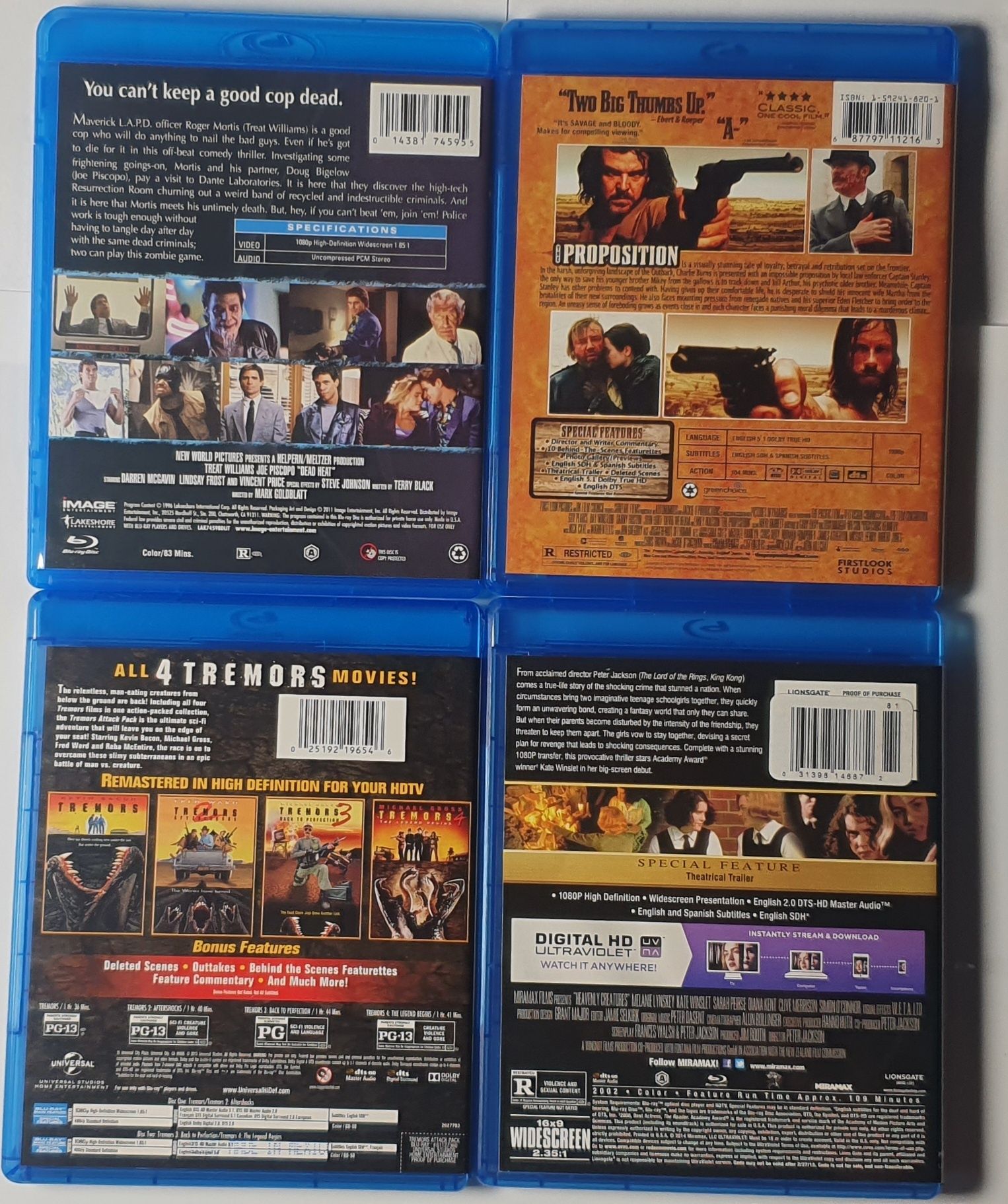 Zestaw 7 filmów Blu-ray Tremors 1,2,3,4, Dead Heat, Proposition