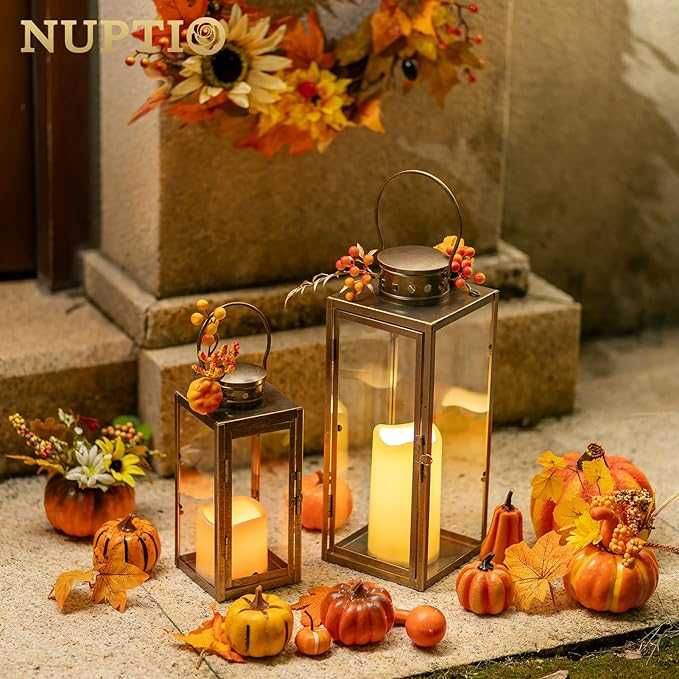 2x NUPTIO Latarnie na świece latarnia 24cm 35cm  lampion zbite szybki