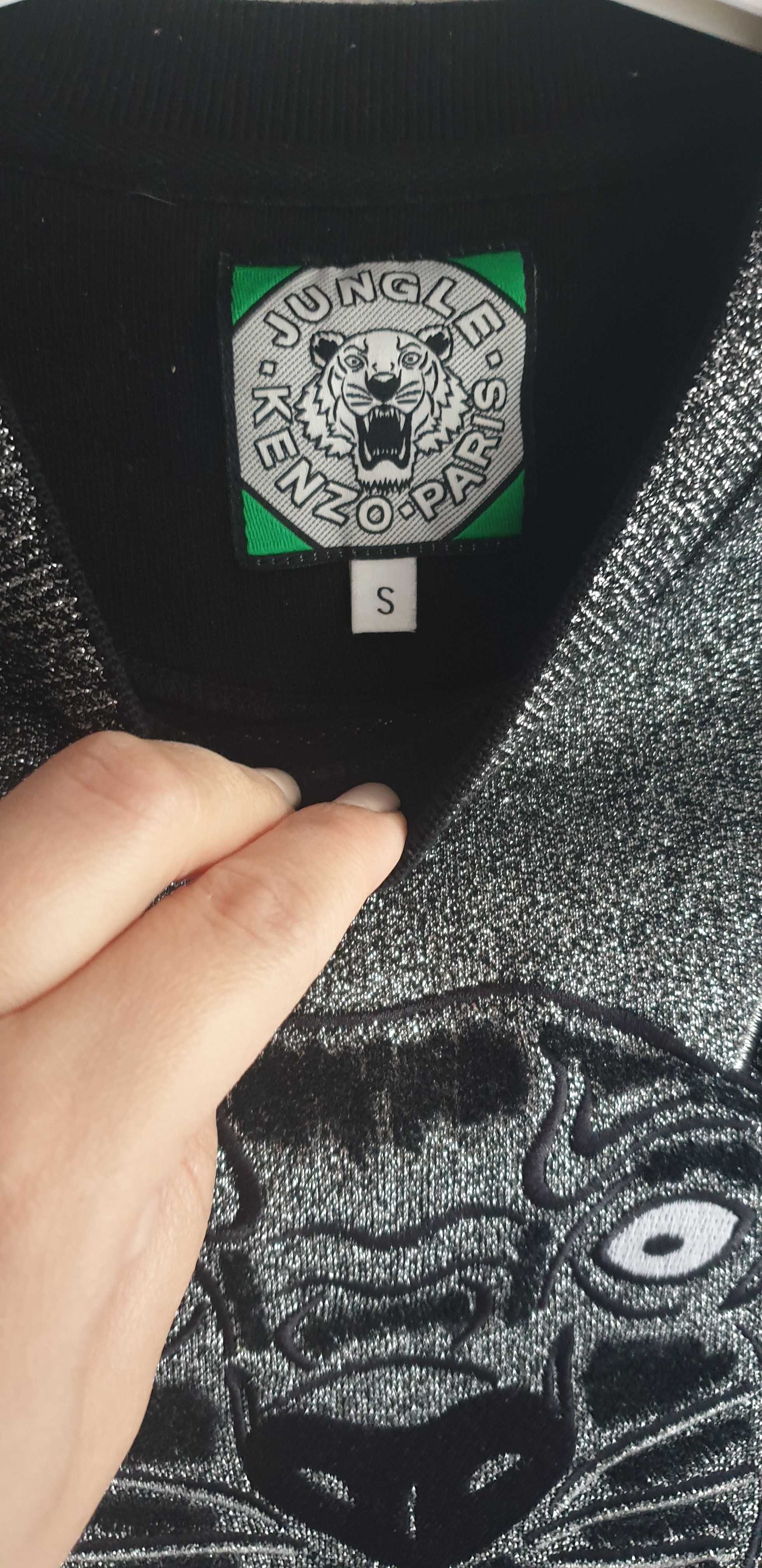 Bluza Kenzo oryginalna srebrna tygrys błyszcząca