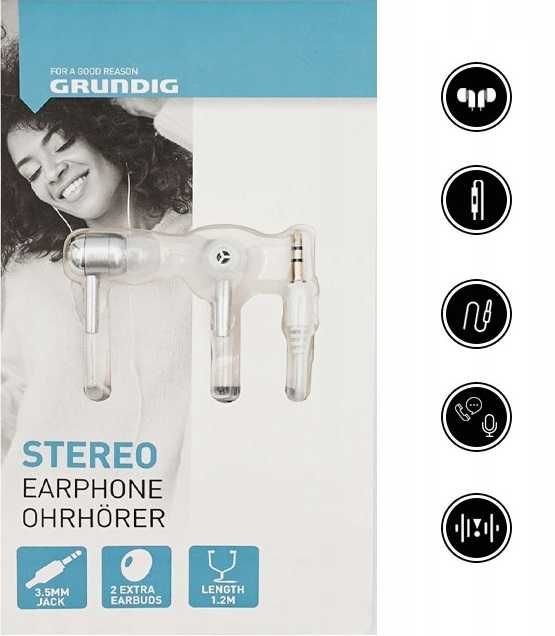 Słuchawki dokanałowe Grundig 3,5mm Przewodowe Sliver * Video-Play