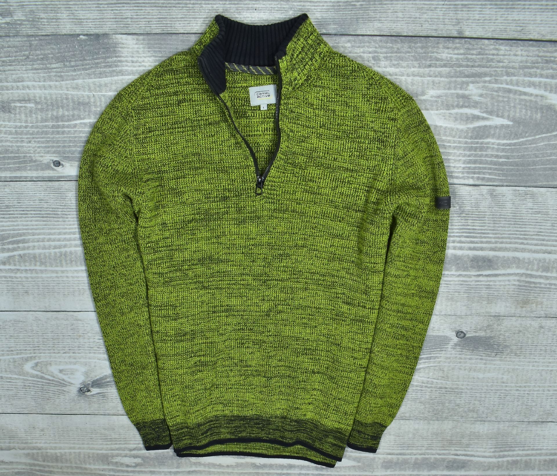 Camel Active Zielony Bawełniany Sweter Męski Half Zip L