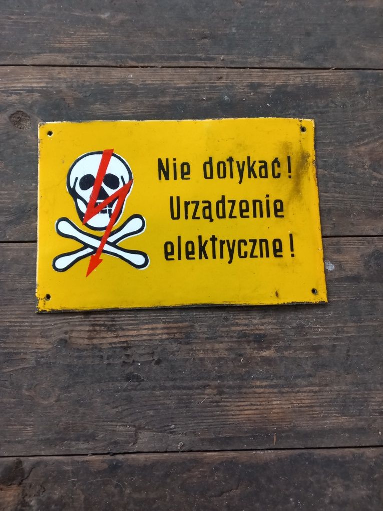 Nie Dotykać Urządzenie elektryczne PRL tablica emalia