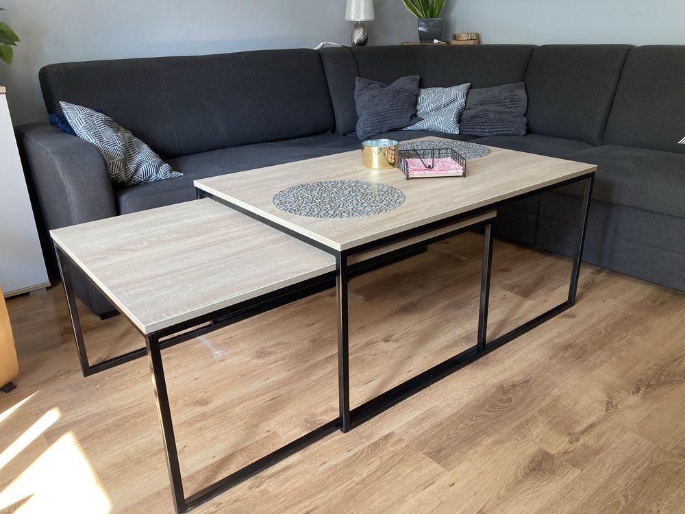 Stolik kawowy, loft, rozkladany, dąb sonoma