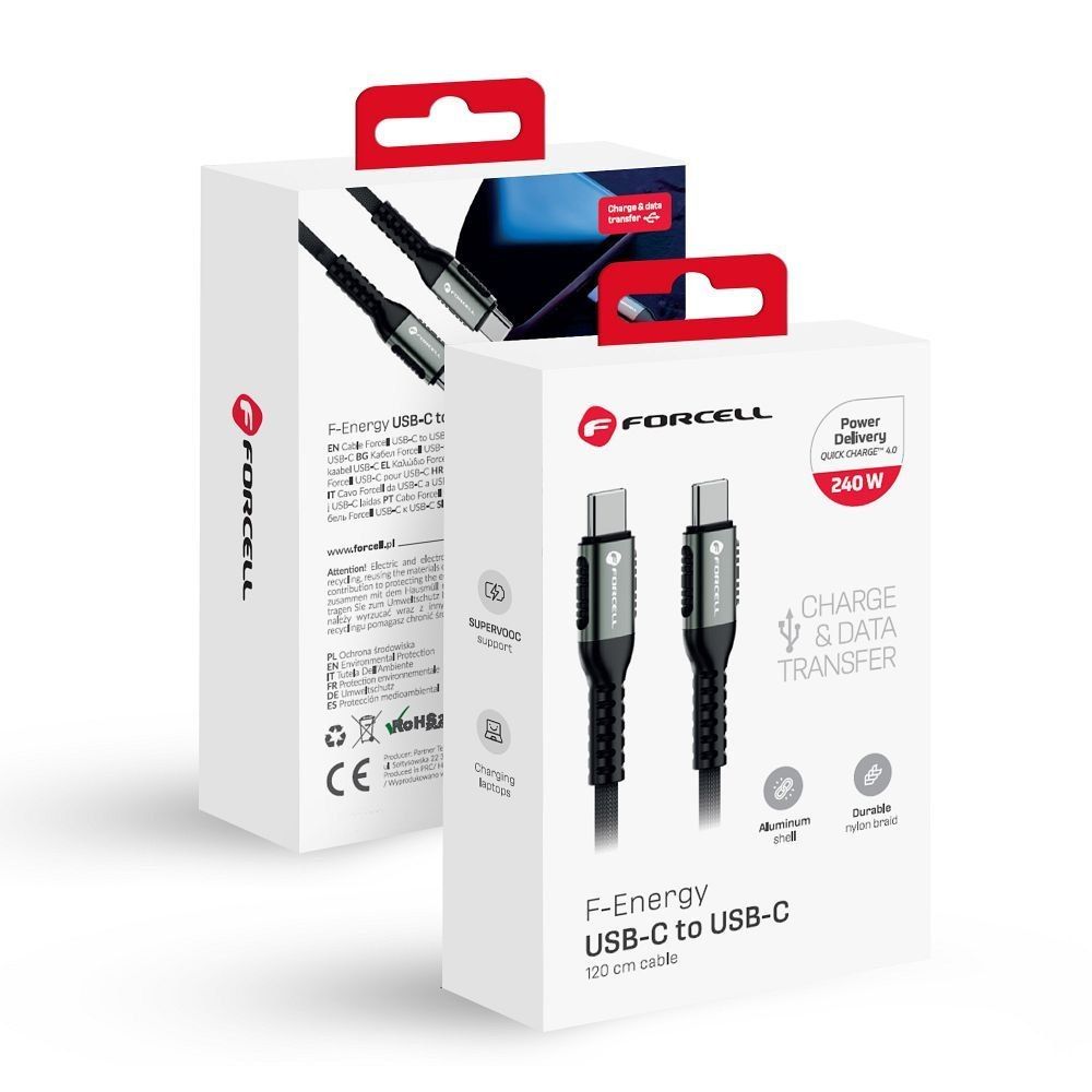 FORCELL F-ENERGY C263 kabel Typ C do Typ C QC4.0 PD 5A 240W Cafule
