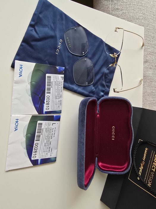 Gucci oryginalne oprawki korekcja zerówki  szkła +1 hoya