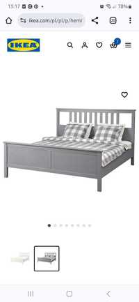 podwójne drewniane szare łóżko Ikea Hemnes