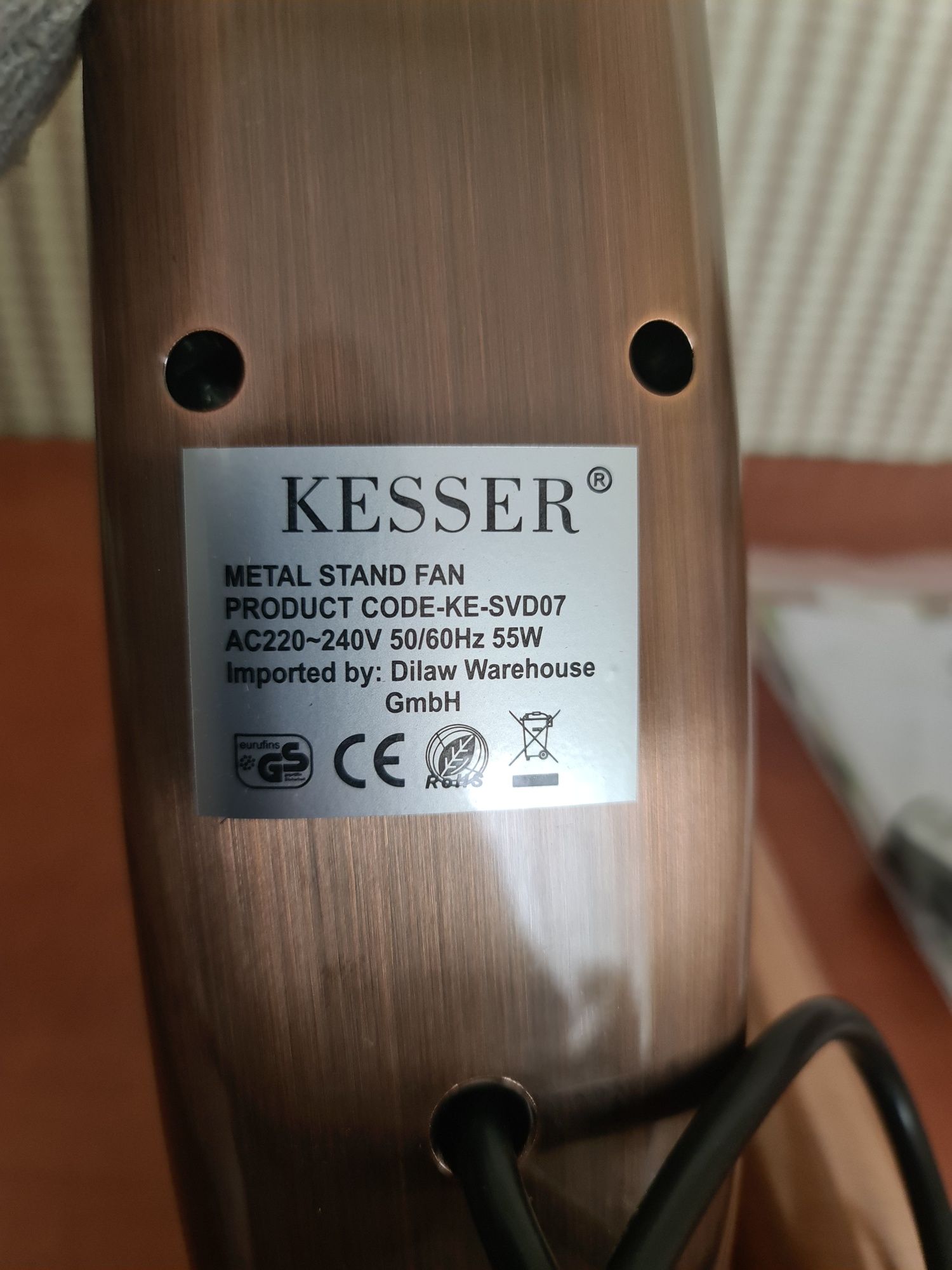 Wentylator podłogowy stojący miedziany Kesser