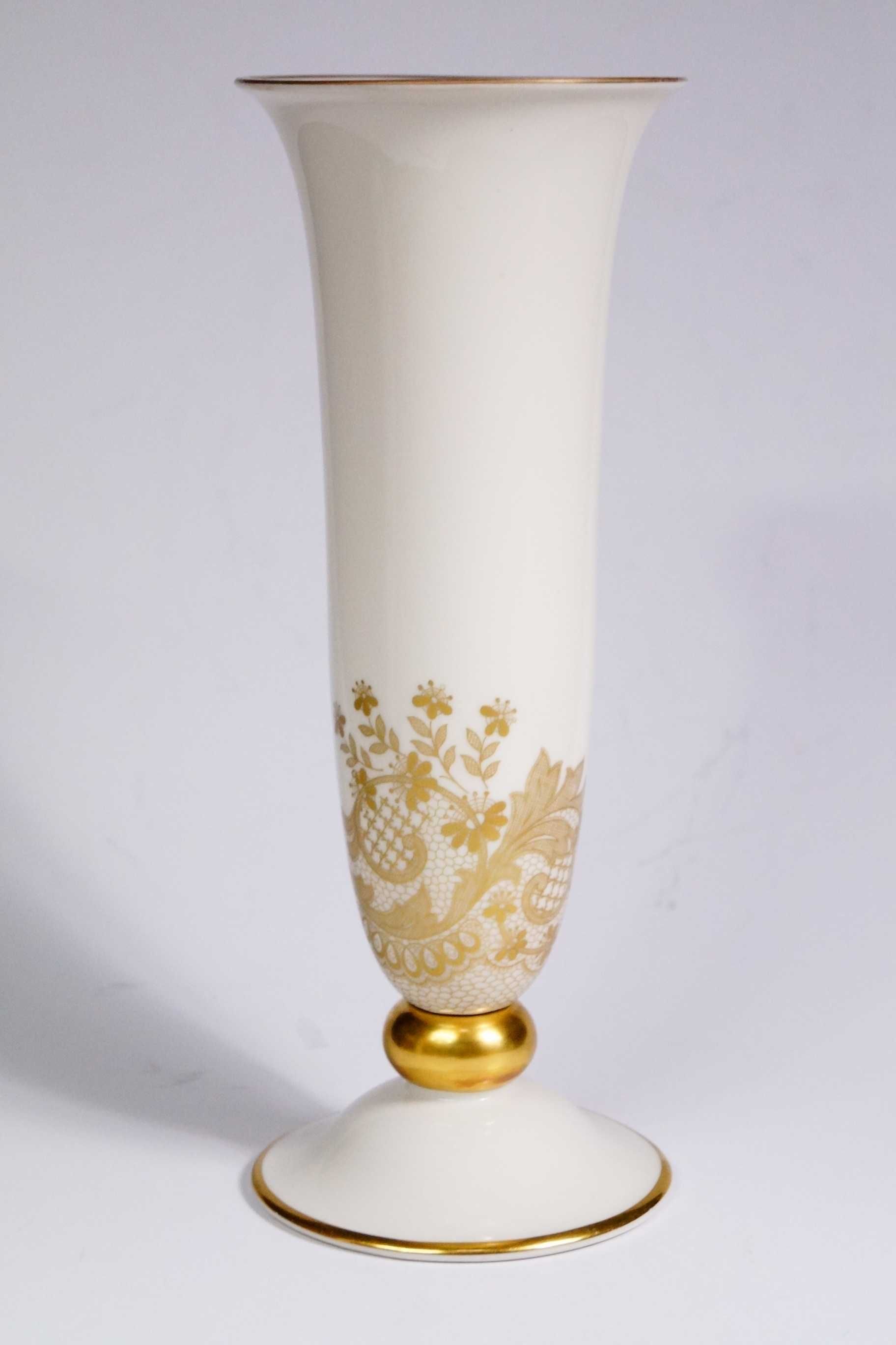 LINDNER wazon porcelanowy ecru złoto