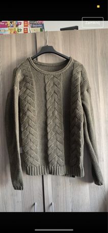 Gruby sweter khaki