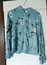 Bluza, sweter na zamek S, niebieska w kwiaty