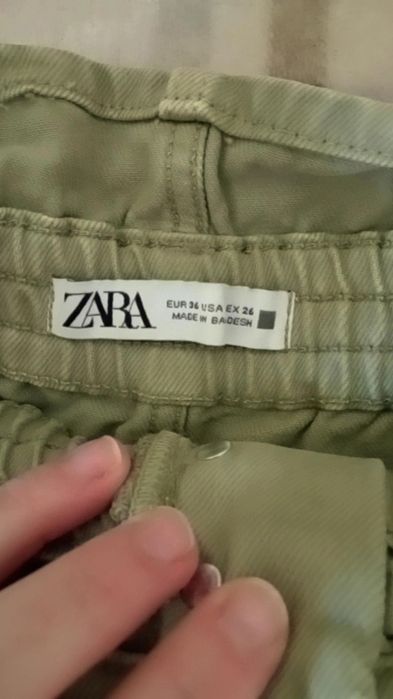 Zara miętowe/ zielone spodenki z wysokim stanem rozmiar S