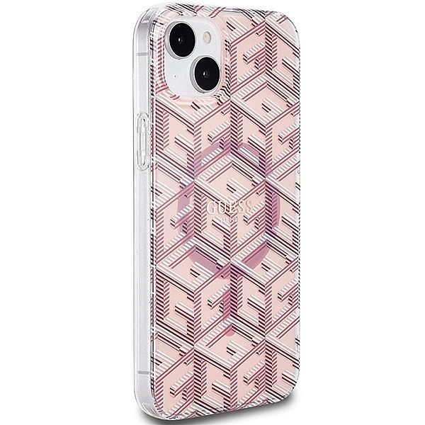 Etui Guess IML GCube MagSafe na iPhone 15 Plus / 14 Plus - różowe