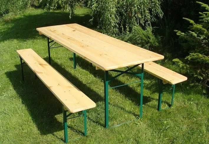 Zestaw biesiadny ogrodowy stół + ławki 220x70cm solidny stabilny