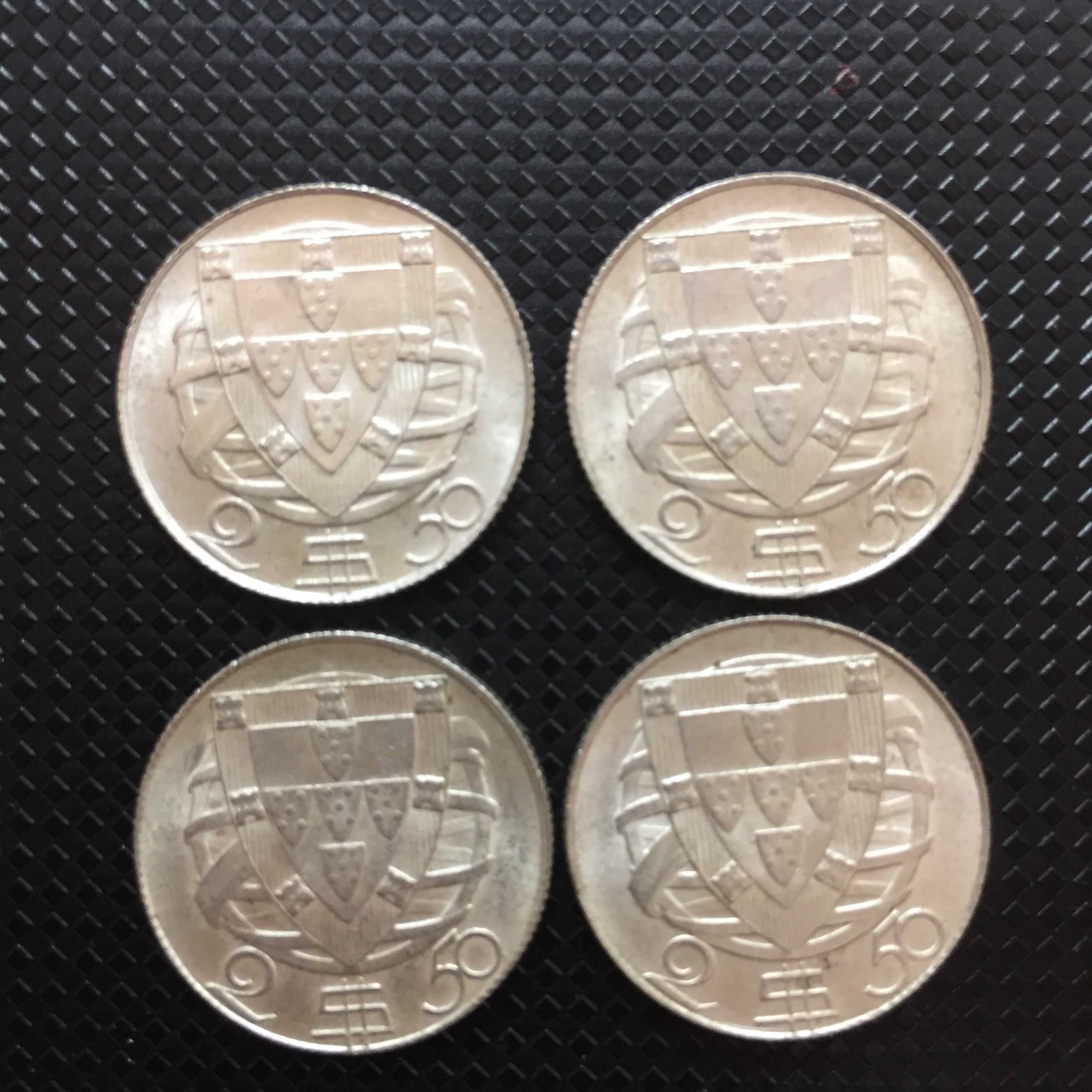 LOTE - 4 moedas 2,50 escudos 1951 - prata