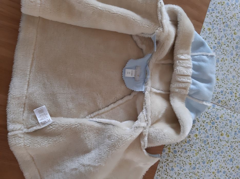 Kożuszek niebieski 6-9 mcy rozm. 74 kurteczka zimowa ciepła