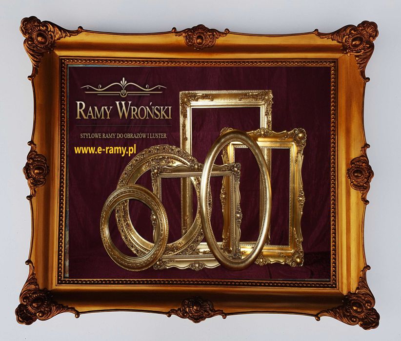 Rama ozdobna owalna z lustrem złota 150x85 lustro producenta wysyłka