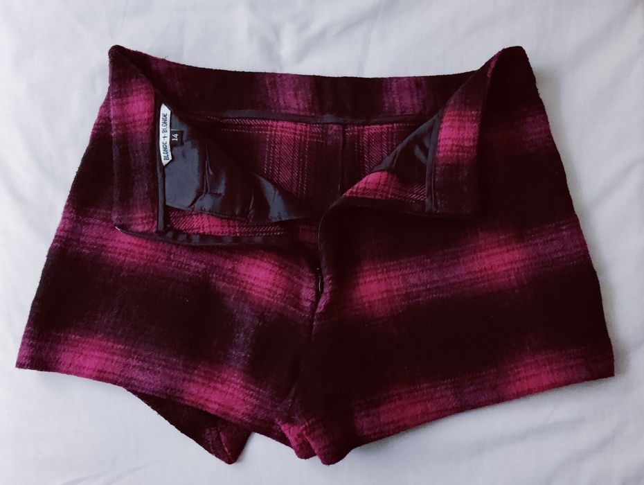Wełniane Krótkie spodenki zimowe XL / 42 / 14 bordo czarne ciepłe wool