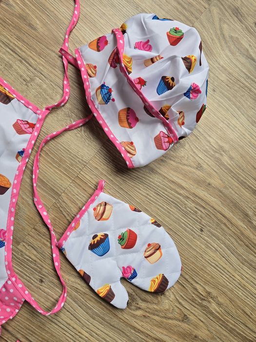 Zestaw kucharza dla dzieci fartuch czapka rękawica kuchenna nowa hit