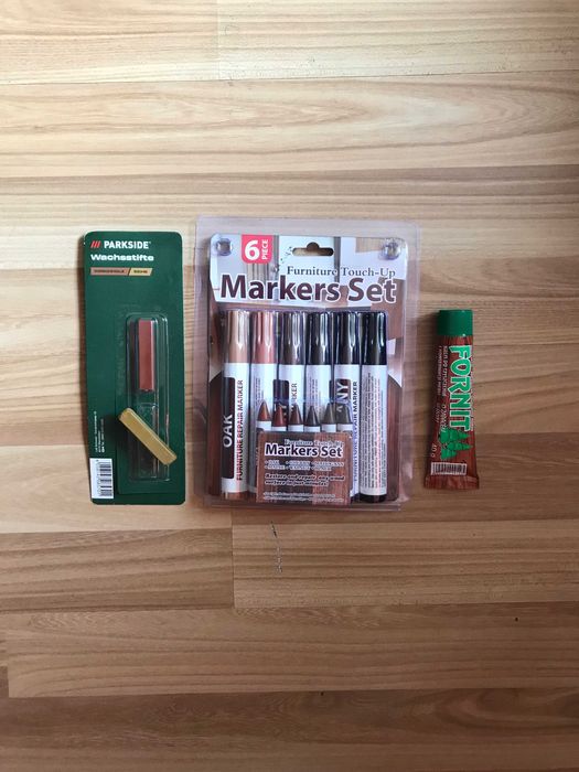 Usuwanie rys z podłogi i mebli - Marker kredka wosk i Fornit 15 szt.