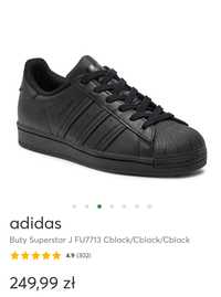 Adidas Superstar 36 i 2/3 czarne wkładka 23 cm