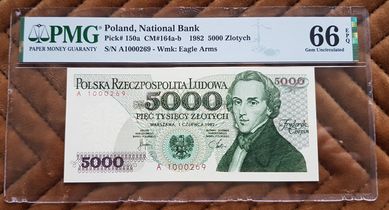 5000 złotych 1982 seria A PMG 66