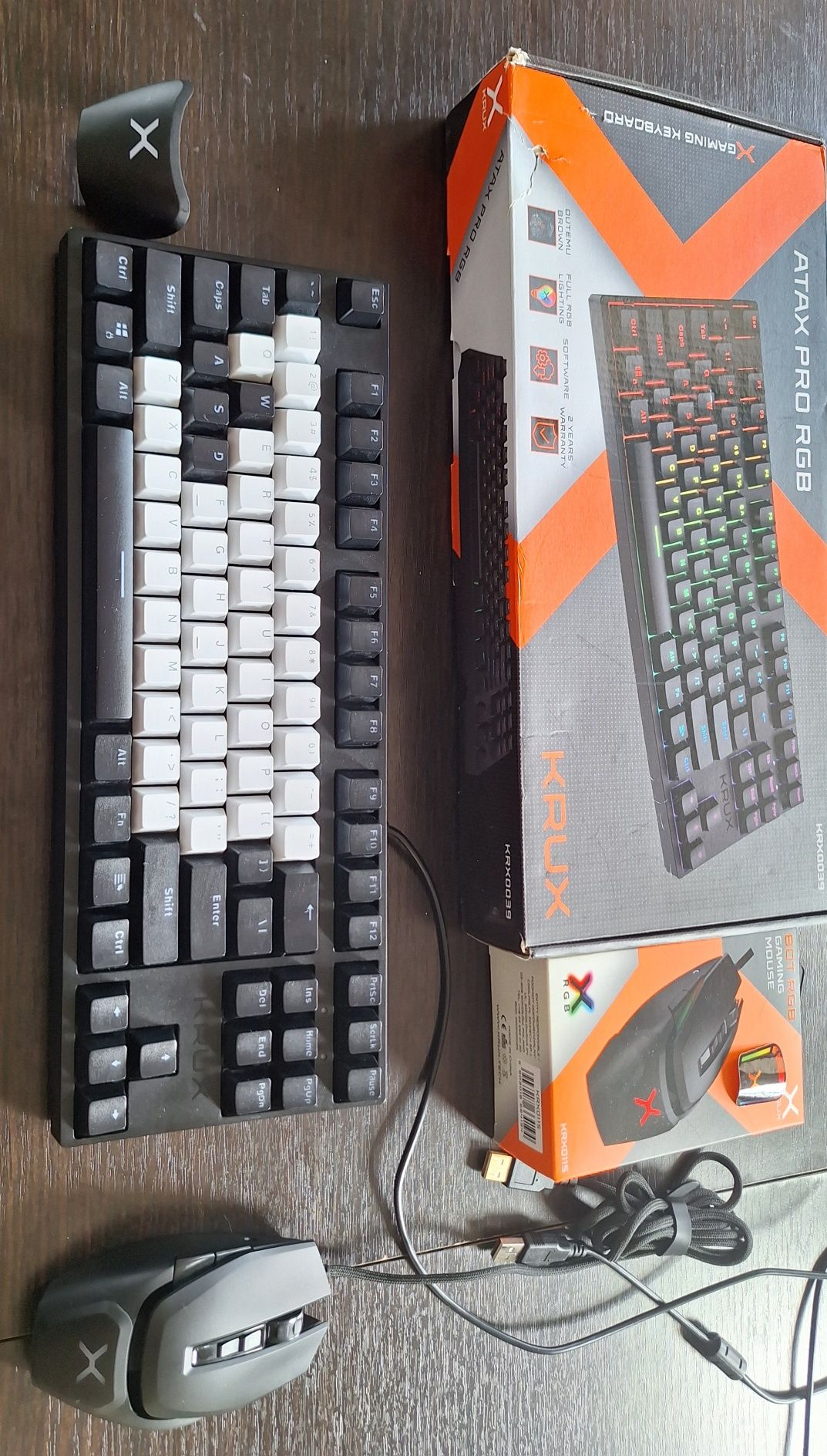 Zestaw klawiatura krux atax pro rgb i myszka krux bot rgb