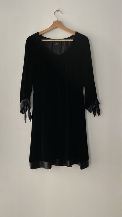 Tara Czarna aksamitna sukienka/ tunika jedwab zimowa elegancja