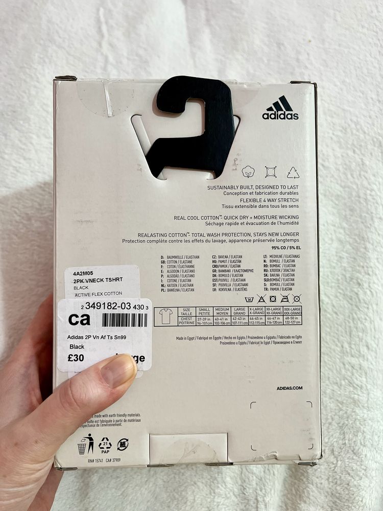 Nowy 2-pak męskich koszulek marki Adidas, rozmiar L