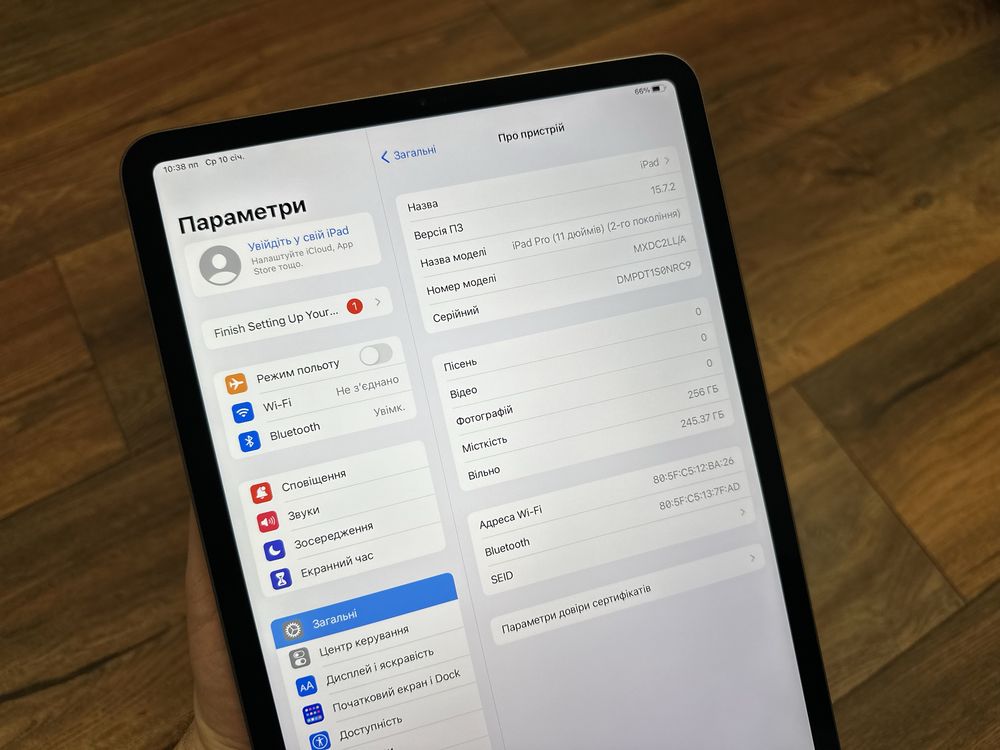 Ipad Pro 256Gb wi-fi 2020 рік - акумулятор 100%