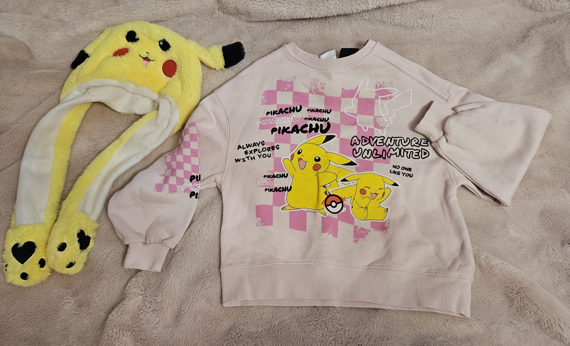 Zestaw Pokemon Pikachu Zara czapka i bluza r. 140