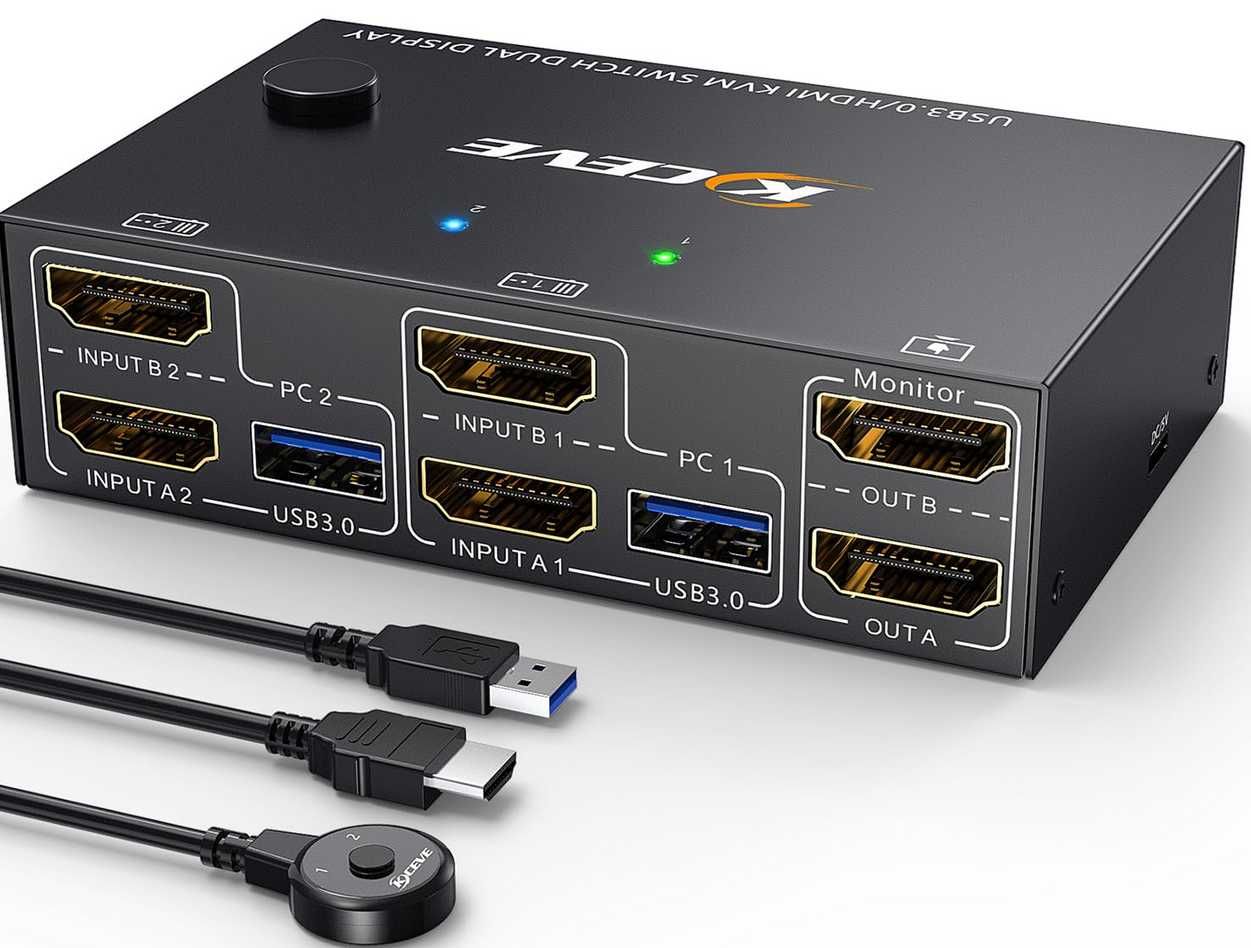 KVM 2 PC 2 Monitores 4k USB3
