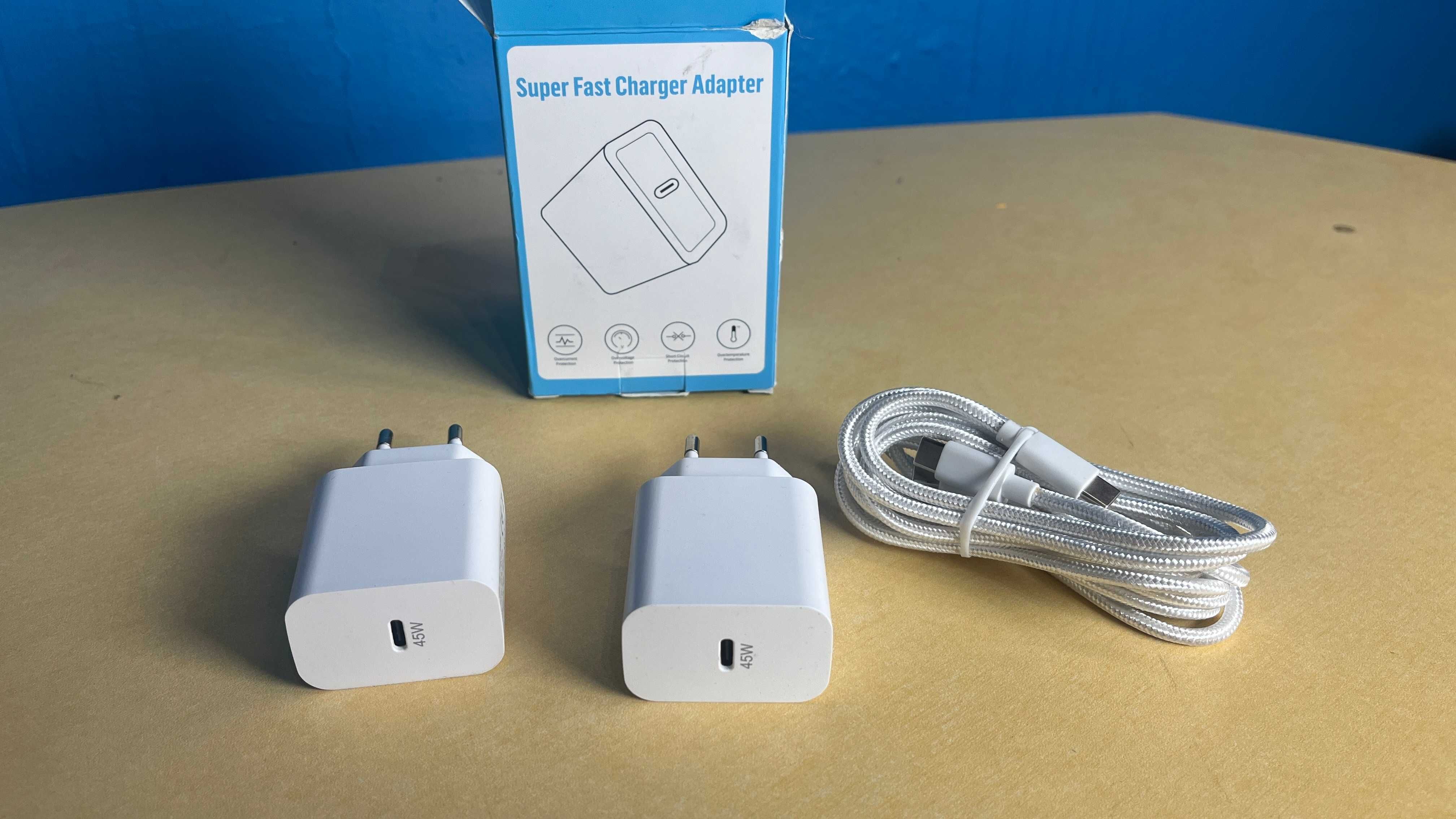 2x Ładowarka Zasilacz  USB C 45W, z kablem Wtyczka Typu-C 120cm, spp34