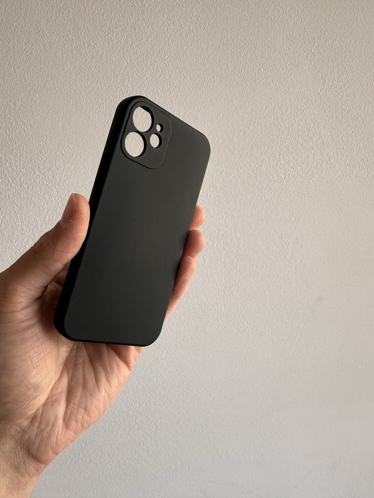 Etui silicon czarne + SZKŁO do IPHONE 12 MINI