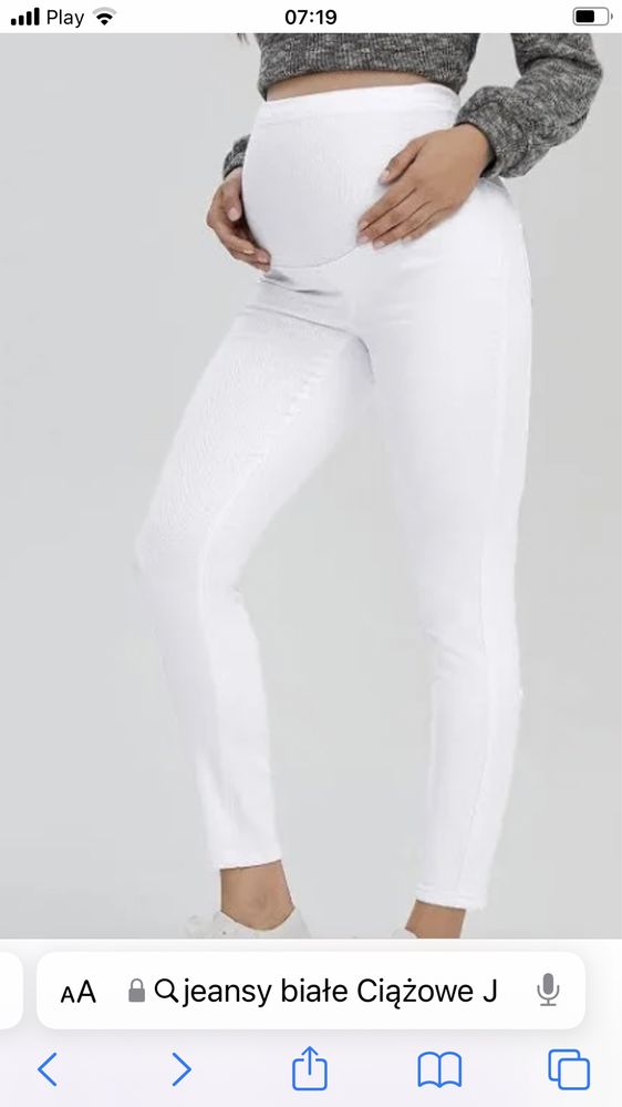 Białe spodnie ciążowe jeans Mama H&M r. M