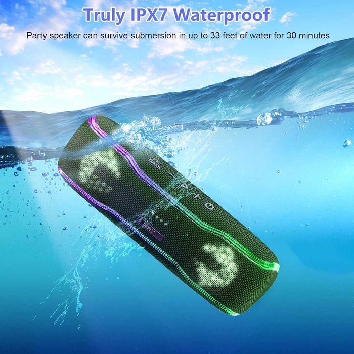 Głośnik bezprzewodowy AY AY-SPKF10 LED IPX7 BLUETOOTH 5.3 zielony