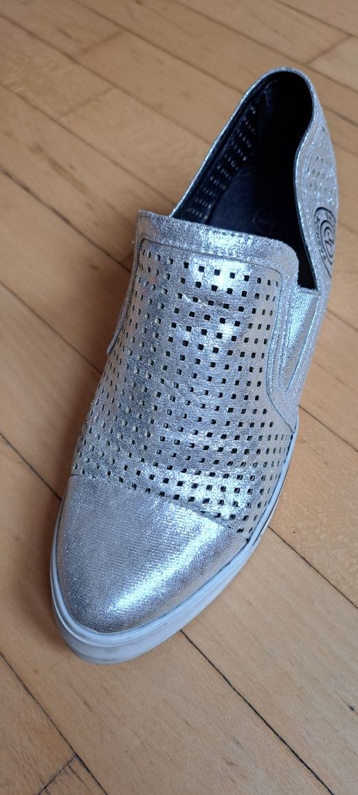 Buty damskie Lu Boo, rozm.39 srebrne  sneakersy