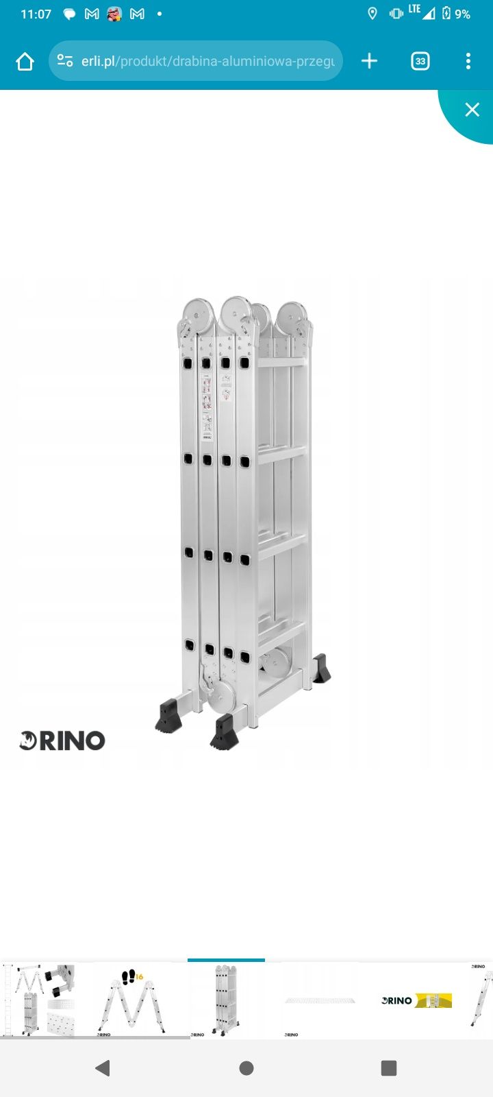Wielofunkcyjna budowlana   drabina aluminiowa składana Rino