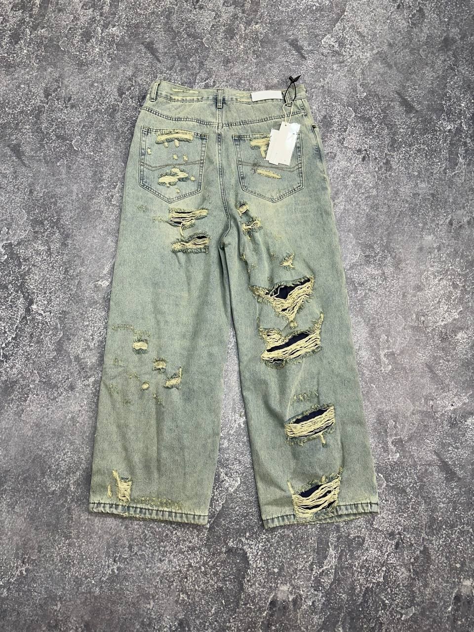 Джинсы кастом голубые рваные широкие distressed custom archive opium L