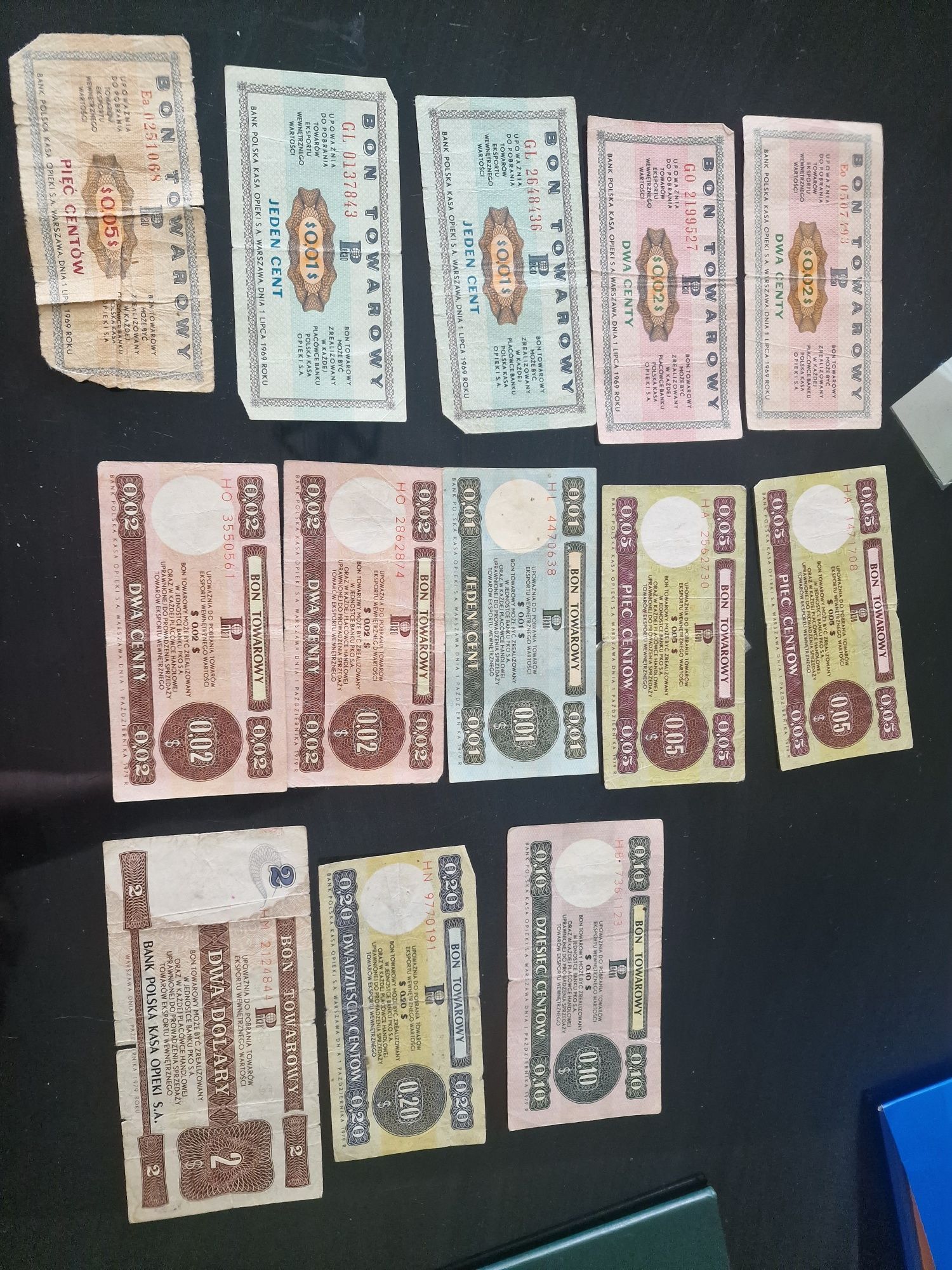 Kolekcja bon towarowy 1979r banknoty
