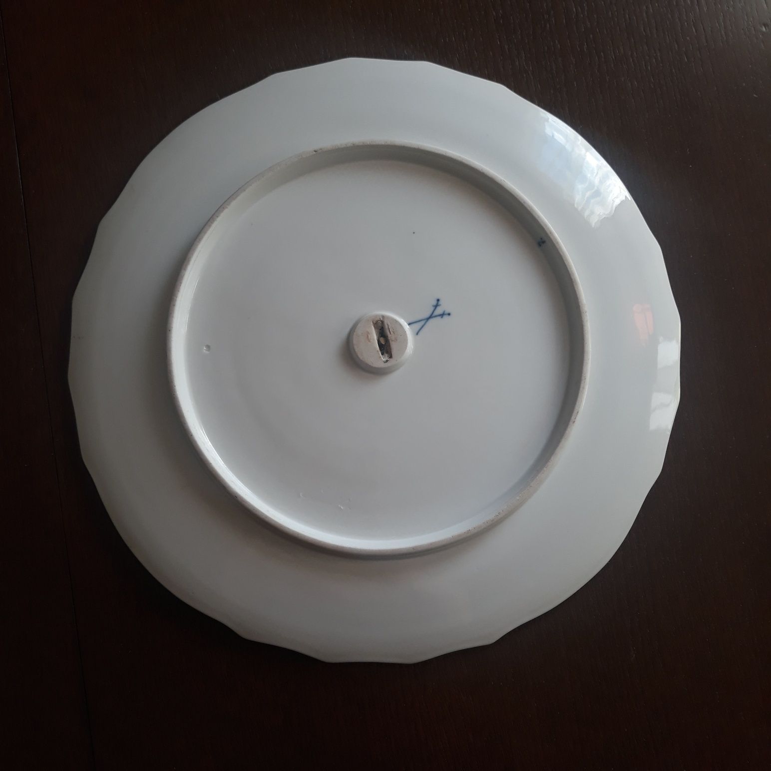 sr 37 cm - duza patera/talerz porcelana kobalt antyk unikat sygnowana
