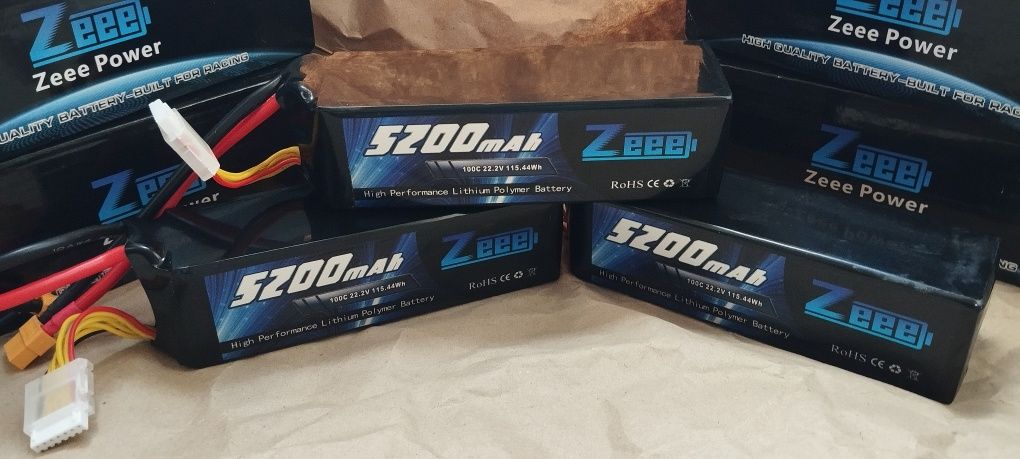 Аккумуляторы LiPo 5200 mAh 100C 6s 22.2 V 115.44Wh литий полимерные.