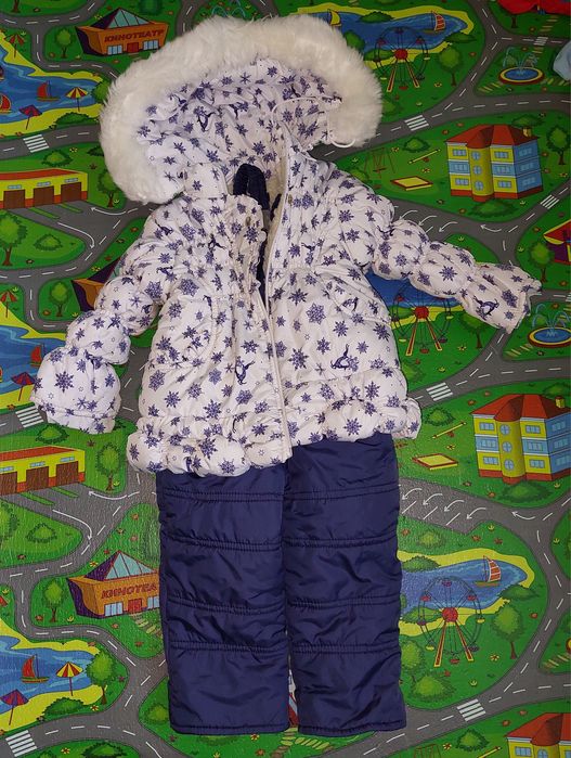 Зимовий комбінезон дитячий на овчині, дівчинка 1-2 роки