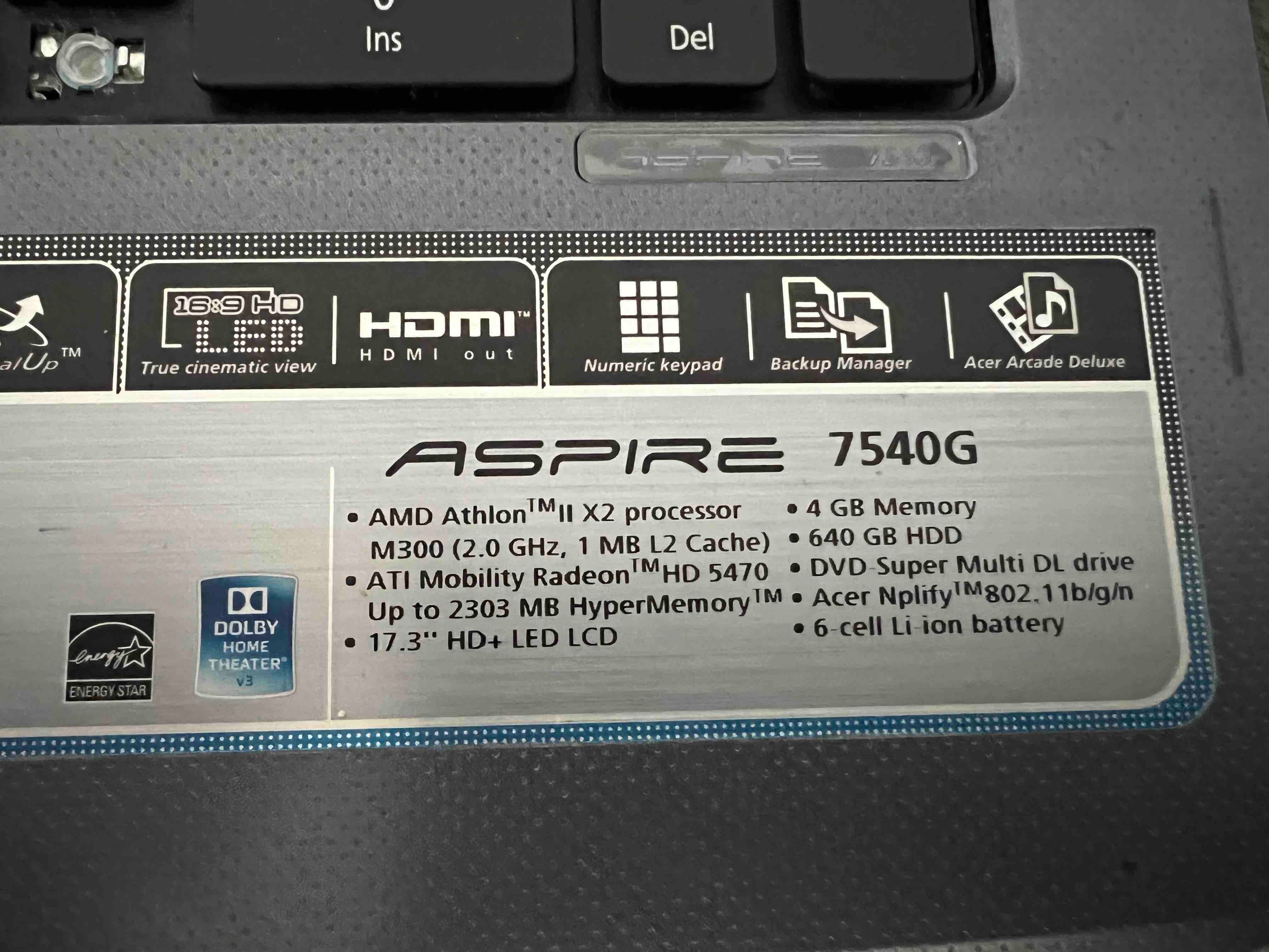 Laptop Acer Aspire 7540G - uszkodzony