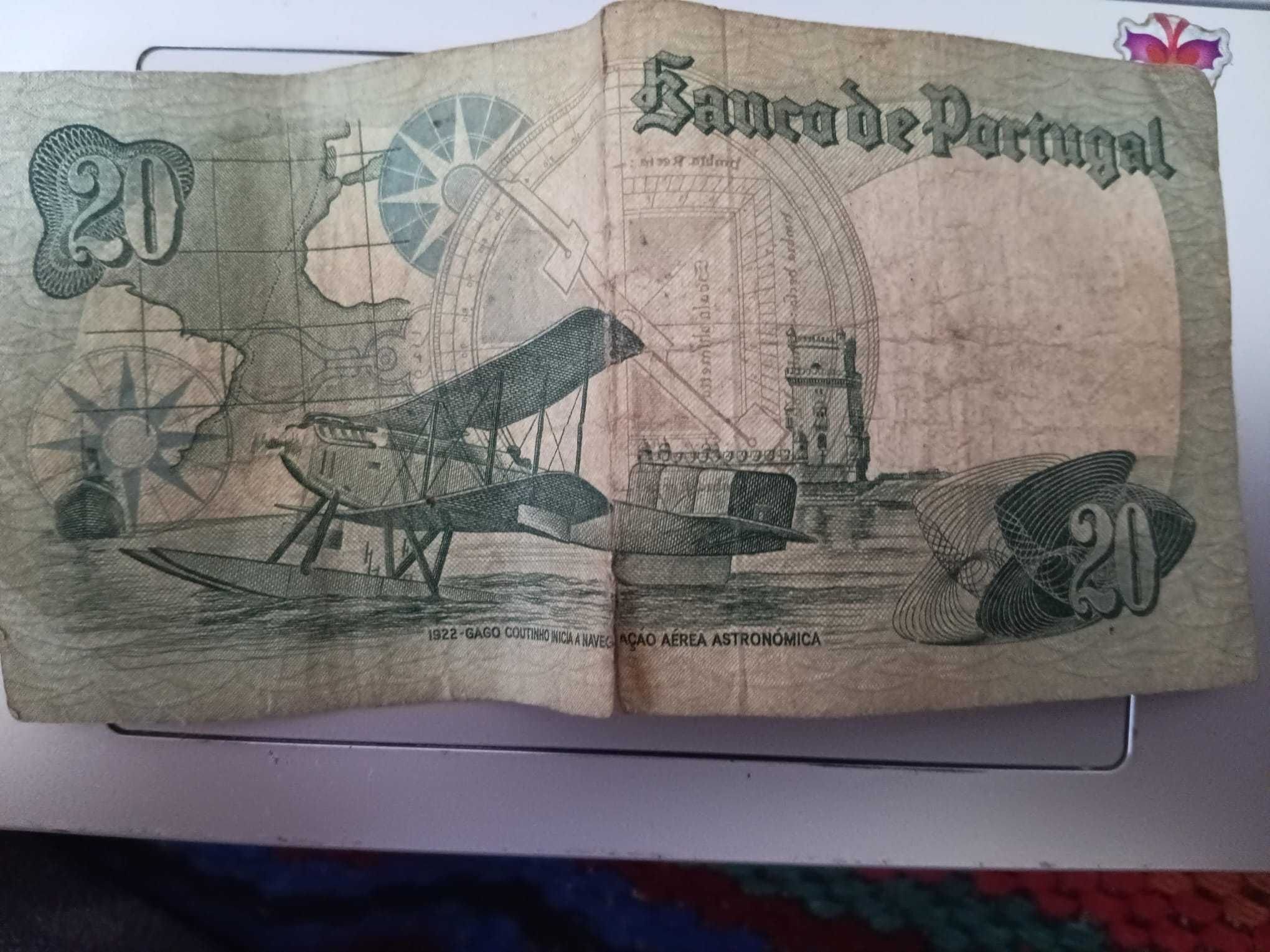 Conjunto de 3 notas de 20 Escudos - Almirante Gago Coutinho, 1978