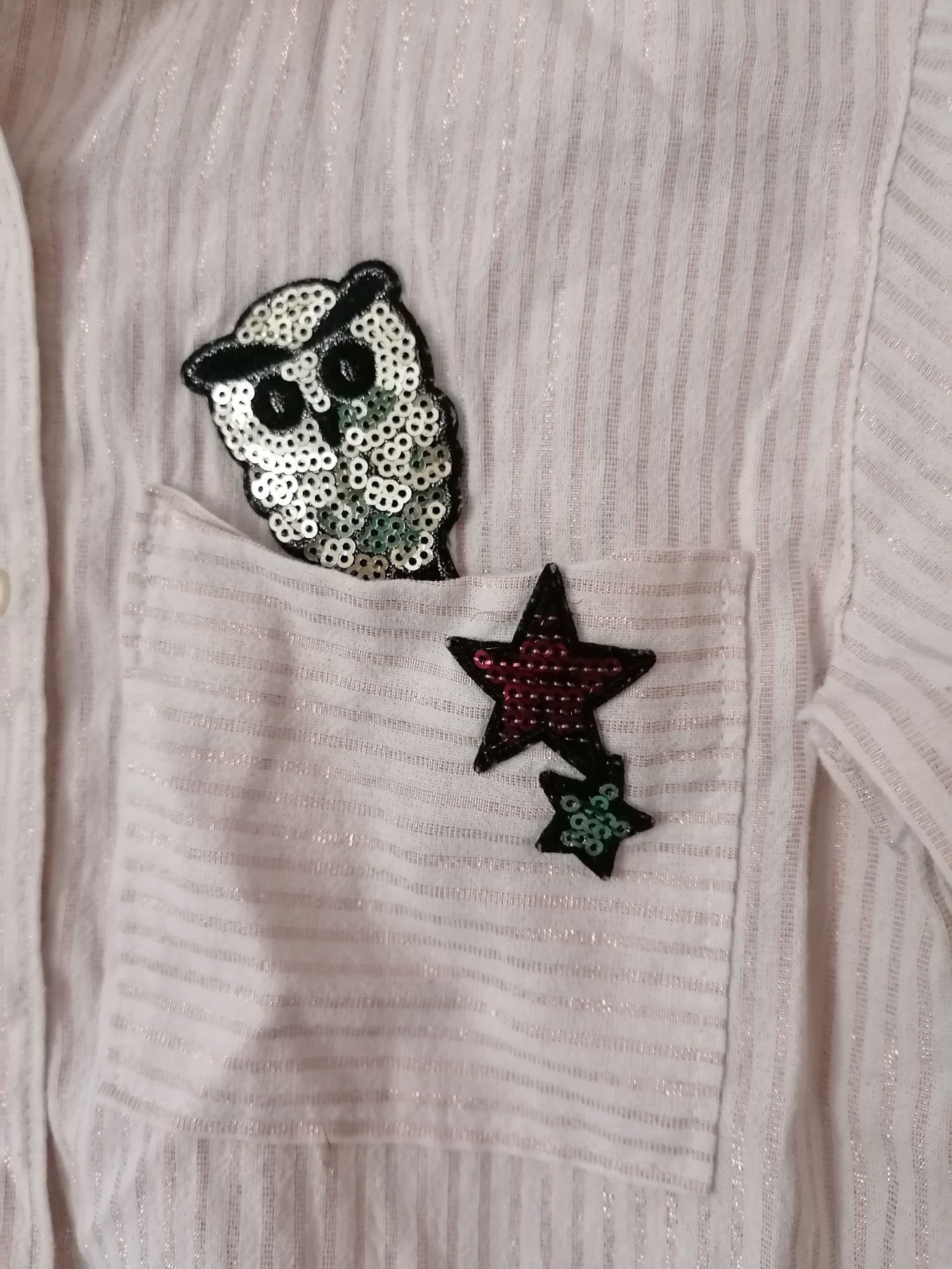 Koszula, bluzka elegancka z kolniezykiem, haftem i cekinami Zara 116