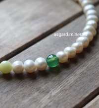 Naturalne perły słodkowodne jadeit agat srebro