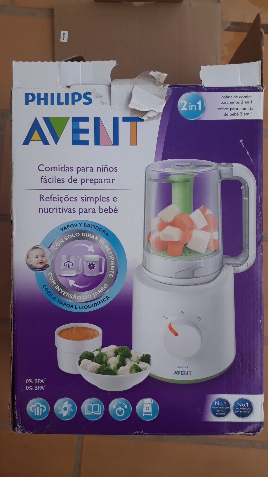 Robot de comida para bebé a vapor/liquidificadora 2 em 1. SCF870/22