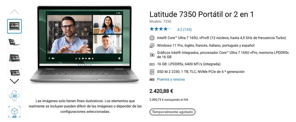 Dell Latitude 7350 i7 Ultra+ 32GB ddr5 + 1TB SSD flash + Windows11 PRO