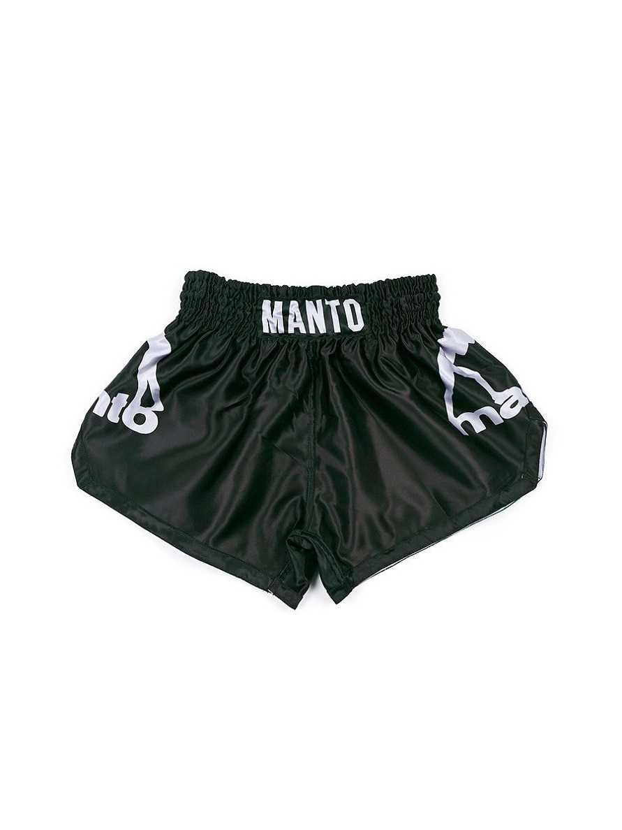 MANTO satynowe SPODENKI treningowe MUAY THAI dual czarno-srebrne